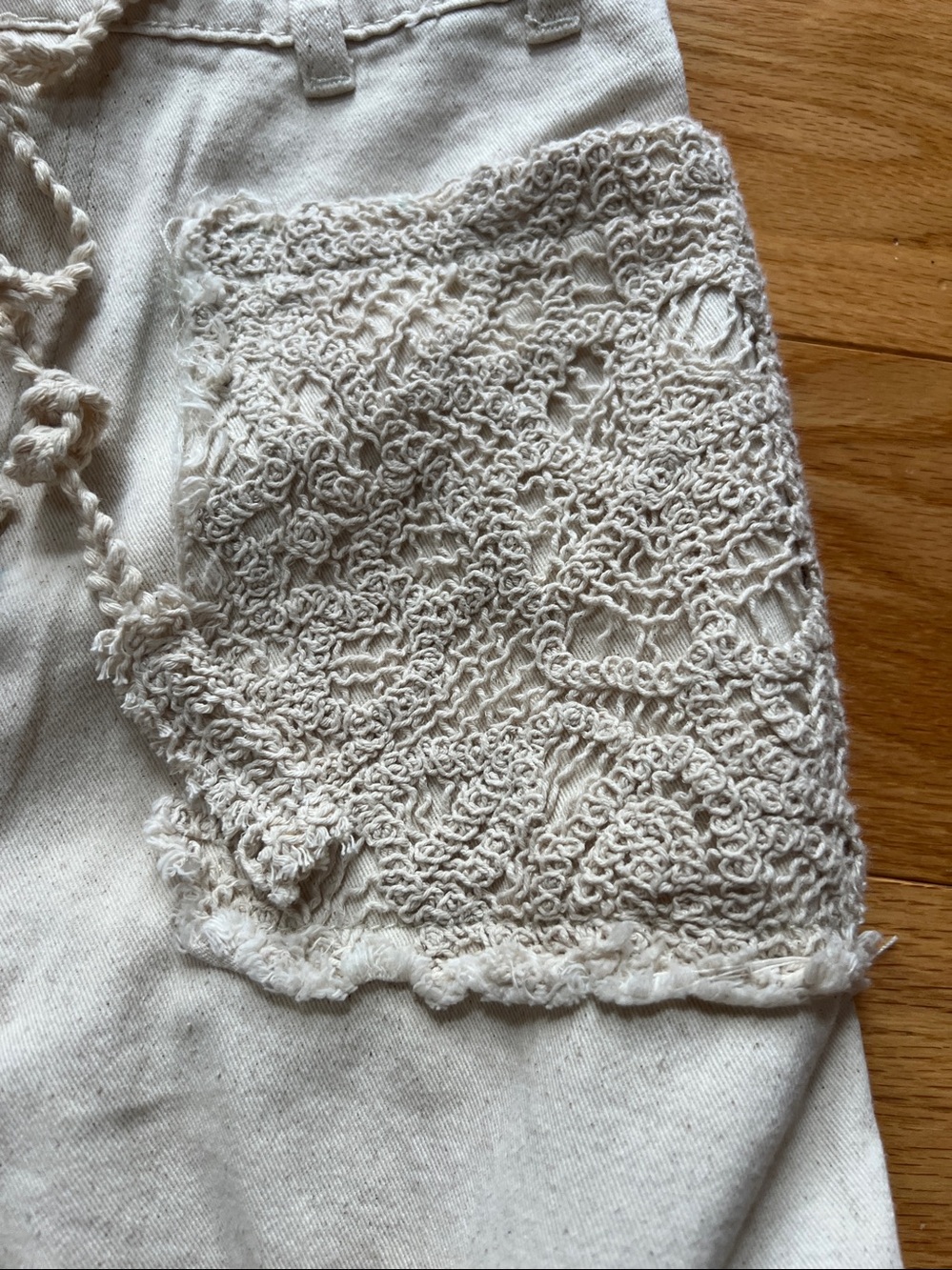 POL Cream Distressed Patchwork Cargo Pants - Picture 8 of 11